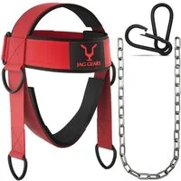 JAG GEARS Gewichtsmanschette Nackentrainer, gepolstert, Klimmzug-Kopfgurt für Nackentraining, (Set, 1 x Nackentraining mit Kettensatz), Gewichtheben Powerlifting