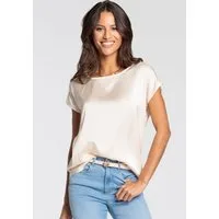 Laura Scott Shirtbluse mit Satin-Vorderteil und hochflexiblen Jersey-Rücken lockere Passfrom, zeitlos & gut zu kombinieren