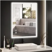 Dripex Badspiegel Badspiegel mit LED-Licht und Touchschalter, Warm/Kalt/Neutral-Licht