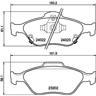 Hella Bremsbel?ge vorne Daihatsu Charade Toyota Yaris 8DB355006-721