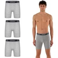 Qotton Boxershorts Lange Boxershorts im 3er Pack – Lange Unterhosen aus Baumwolle Grau Lange Boxershorts