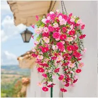 Kunstblume 4 Stück Kunstblumen Künstliche Hängepflanzen, FOUORTUNATE-BEE, Wetterfest Künstliche Blumen Ranken für Außen Innen Balkon Terrasse