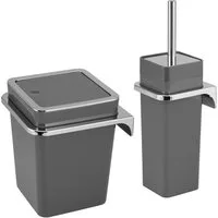 bremermann Badaccessoire-Set Badezimmer-Set, Zubehör-Set 2-tlg., Kunststoff, Savona grau, 2 tlg.