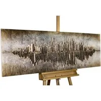 KUNSTLOFT Holzbild Frequency 1000 144x44 cm, handgefertiges Wandbild aus Holz