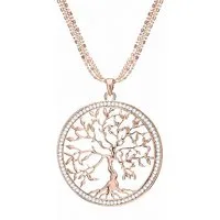 Taffstyle Kette mit Anhänger Lebensbaum Halskette Damen mit Zirkonia Anhänger Tree of Life Schmuck (Elegante Halskette mit funkelndem Lebensbaum – Symbol für Stärke & Verbundenheit), Ø 54mm Anhänger