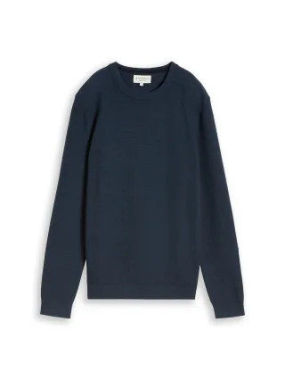 Tom Tailor - Strickpullover aus Baumwolle mouline blue navy - Gr. - XXXL