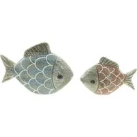 Dekoleidenschaft Dekofigur "Fisch" aus Holz, maritime Deko, bunt, Dekofische, Figur, Fischfiguren (2 St., im Set), 7 + 9 cm hoch, Figurenset, Fischdeko