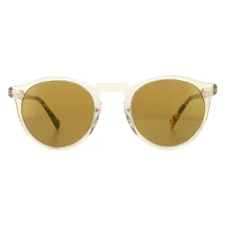 Oliver Peoples Runde Herren Sonnenbrille in Buff und Dunkel Schildpatt mit Goldspiegelglas