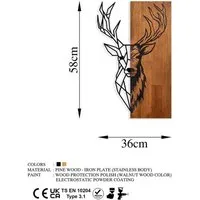Wallity Wanddekoobjekt 100% WOODEN (Thickness: 3 cm) / METAL (Thickness: 1,5 mm), 33 x 58 cm