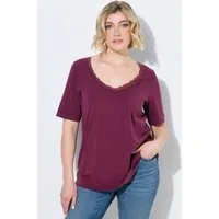 Ulla Popken T-Shirt T-Shirt Spitze Classic V-Ausschnitt Halbarm