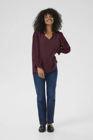 Langarm-Bluse KAliv Regular fit bordo