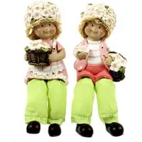 ELLUG Dekofigur 2er Set Blumenkinder Blumenhut Kantenhocker Schlenkerbeine (2 St)