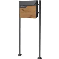 ML-DESIGN Standbriefkasten Briefkasten Postkasten mit Zeitungsfach, inkl. Standfuß, Briefkastenanlage mit Ständer Anthrazit 120cm Mailbox mit Pfosten