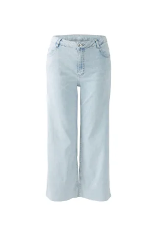 Oui - Jeans LOOSE FIT Mid rise, cropped lt blue denim - Gr. - 42