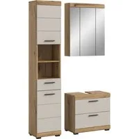 welltime Badmöbel-Set SIENA, 3 teilig, bestehend aus:, (Set, 3-St., TOPSELLER), Hochschrank, Waschbeckenunterschrank, Spiegelschrank