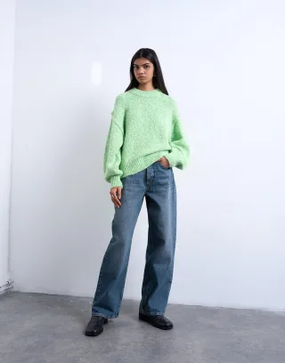 TOPSHOP - TSANNA LS CREW NECK PULLOVER Bright Green - Gr. - S