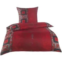 soma Bettwäsche Mikrofaser 135 cm x 200 cm rot / schwarz, Bettbezug Kopfkissenbezug Set kuschelig weich hochwertig