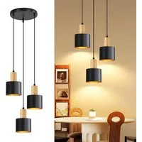 Nettlife Pendelleuchte Vintage Schwarz 1/2/3Flammige Hängeleuchte Höhenverstellbar E27, Höhenverstellbar, ohne Leuchtmittel, für Esstisch & Kücheninsel ‎22 x 22 x 173 cm
