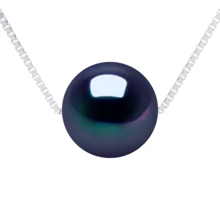 Halskette, echte Süßwasser-Zuchtperle, rund, 9–10 mm
