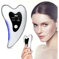 Toomoke Gesichtsmassagegerät Elektrisches Gesichtsmassagegerät,Gua Sha Elektrisch mit LCD, Schönheitsgerät,45 °C Wärme,Hautpflege,Tragbar,Wiederaufladbar