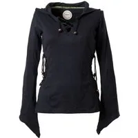 Vishes Kapuzenshirt Elfenshirt Zipfelkapuze und Bändern zum Schnüren Ethno, Hoody, Gothik Style