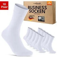 sockenkauf24 Businesssocken Premium Socken mit Komfortbund Herren & Damen Business Socken (Weiß, 10-Paar, 35-38) aus gekämmter Baumwolle mit Pique-Bund, ohne Naht