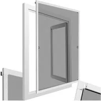 tectake Insektenschutz-Fensterrahmen Fliegengitter mit Aluminiumrahmen ohne Bohren und Schrauben, (Mückenschutz, für Fenster in weiß), wetter- und UV-beständig, kürzbar, licht- und luftdurchlässig