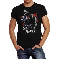 Neverless Print-Shirt Herren T-Shirt The North Wikinger Berserker Norwegen Valhalla Odin mit Print