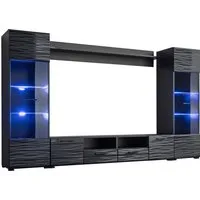 MIRJAN24 Wohnwand Modica, (4er-Set, 2x Vitrine, TV-Lowboard, Wandregal), mit Dekorative Beleuchtung LED RGB