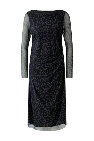 Oui - Midikleid dk brown grey - Gr. - 34