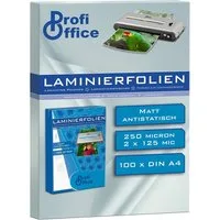 ProfiOffice Schutzfolie 100 ProfiOffice Laminierfolien, A4, MATT, 125 mic, Premium Kleber