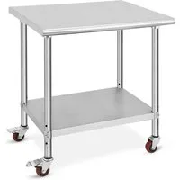 GarveeMore Arbeitstisch aus Edelstahl mit 3 Ablagen und Rollen,76x61x89cm, robuster Arbeitstisch,zur Lebensmittelzubereitung für Küche,Restaurant