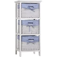 HTI-Living Badregal Regal mit 3 Körben Mia Landhaus Weiß Blau, Stück 1-tlg., Badregal Schubladenkommode