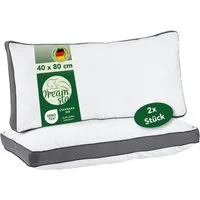 Dreamstar Microfaserkissen Kopfkissen - einzeln oder 2er-Set - 40x80 & 80x80 cm - Hotelqualität, Füllung: Soft Touch Hohlfaser, Seitenschläfer, Bauchschläfer, Rückenschläfer, 2-tlg., stützend & entlastend - atmungsaktiv & allergikergeeignet