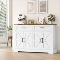 HOMECHO Buffet 120cm Küchenschrank mit 2 Schubladen 4 Türen