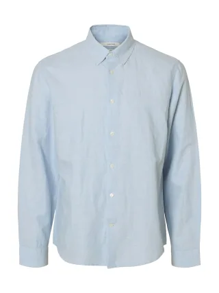 SELECTED MEN - SLMSLIMCLAY LINENBLEND LS SHIRT CLA NOOS Dusty Blue - Gr. - L