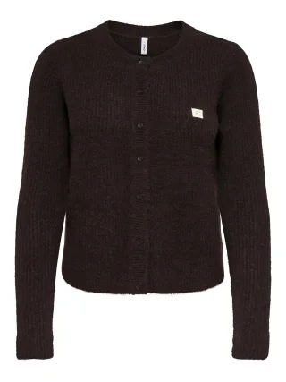 ONLY - ONLVIGGA LS O-NECK BADGE CARDIGAN KNT Coffee Bean - Gr. - S