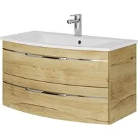 Saphir Waschtisch Serie 7045 Mineralmarmor-Waschtisch und Unterschrank, 91 cm breit, Waschplatz mit 2 Schubladen, Badmöbel Set mit Waschtisch