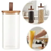 LS-LebenStil Vorratsdose mit Holz Deckel Vorratsglas Luftdicht Borosilikat, Glas, (Küche Organizer Aufbewahrungsbox Glasbehälter für Cornflakes Müsli Pasta, 1-tlg)