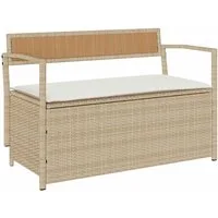 vidaXL Gartenbank Gartenbank mit Stauraum und Kissen Beige Poly Rattan (1-St)
