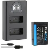 Blumax Akku + Lader für Canon LP-E17 R8 R10 R50 1000 mAh Verkehrsalarm
