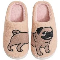 Corimori mit netten Motiven, Gr. 34-44, Antirutsch & bequem Plüsch Hausschuhe (Packung, Geschenk) Mops Pantoffeln für Kinder und Erwachsene, EU Größe 42-43