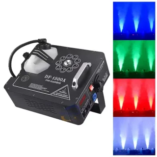 [EU Direct] YBEIYUAN 1500W RGB Vertical Fog Machine 9 LED RGB 3-in-1 DMX512 Stage Lighting Effect DJ Disco Bar Remote Co