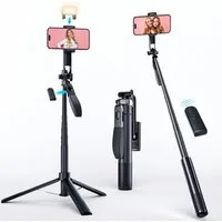 Quntis 3 in 1 Handy Stativ (max.1.7m) mit Bluetooth Fernbedienung Kamerastativ (3in1 Handy/Kamera Stativ für Selfie, Reisen, Vlog, 360° Drehbar)