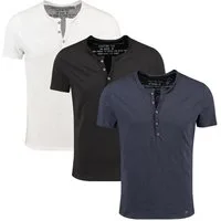 Key Largo Henleyshirt Lemonade vintage Look uni Basic MT00122 mit Knopfleiste unifarben kurzarm slim fit