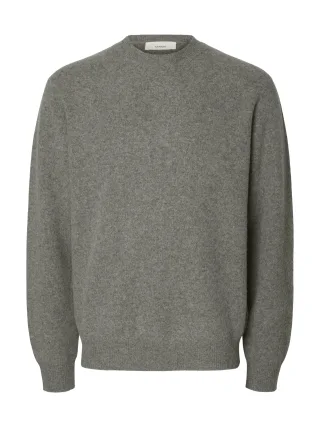 ANNARR - ANRRAGI LS KNIT WOOL CREW NECK Medium Grey Melange - Gr. - M
