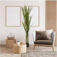 Kunstpflanze Plastik Künstliche Pflanze im Topf Yucca, HOMCOM, Höhe 190 cm, für Wohnzimmer Schlafzimmer Büro Garten Smaragdgrün