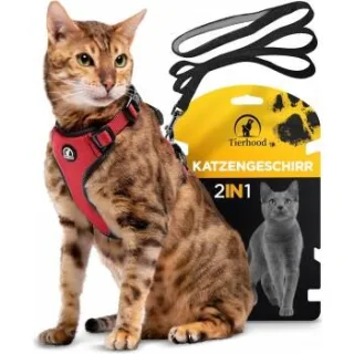 Tierhood Katzengeschirr mit Leine rot S