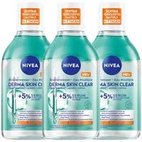 Nivea Gesichtswasser Mizellenwasser Derma Skin Clear 3 x 400ml, 3-tlg., beseitigt Pickel, Mitesser & fettige/ölige Haut