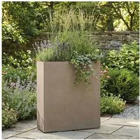 Pflanzwerk® Pflanzkübel Pflanzkübel DIVIDER - (Braun) - 72cm x 60cm x 25cm, Fiberglas - Handgefertigt - Rechteckig - Frostbeständig